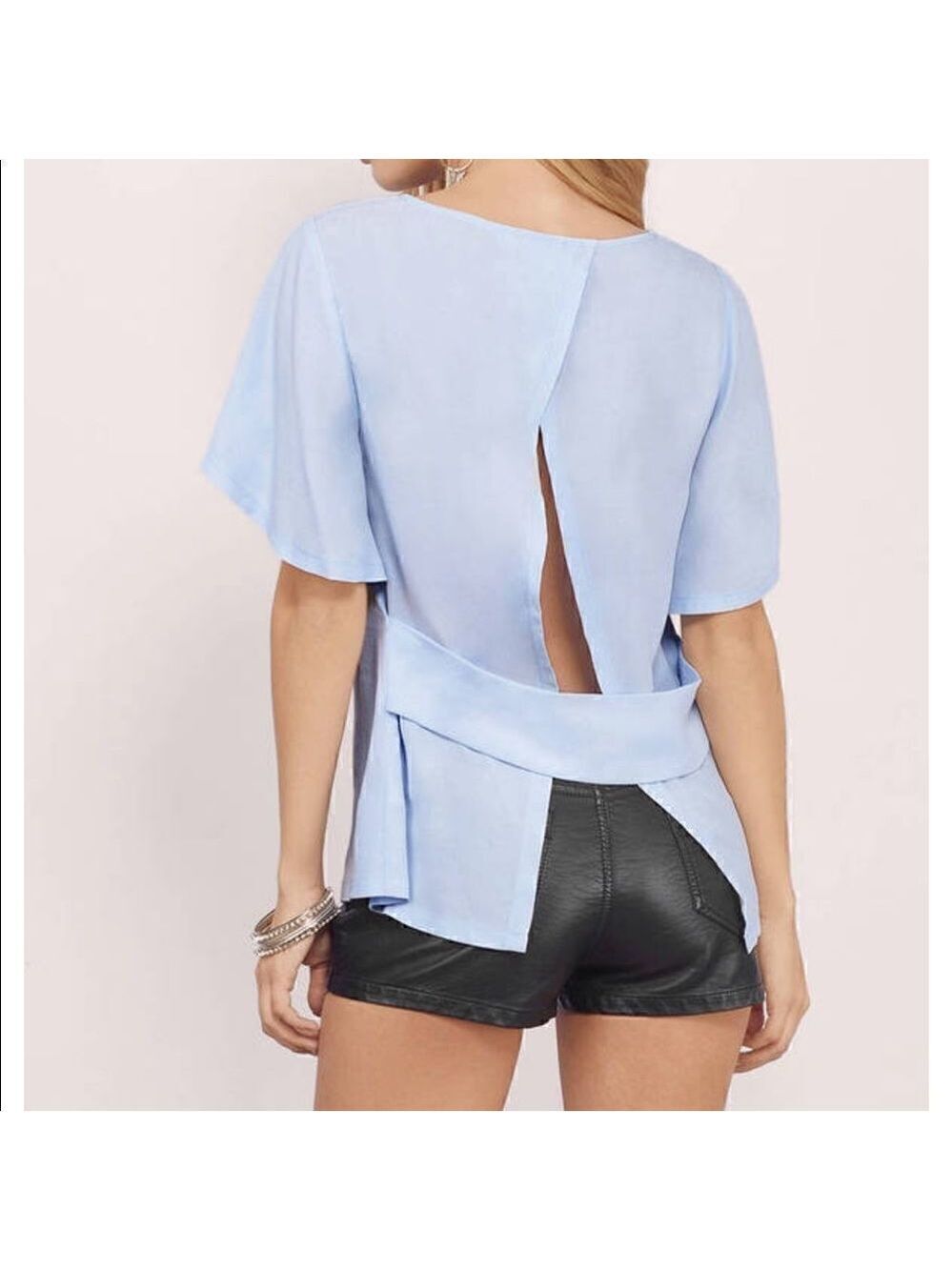 TOBI Split Back Blouse Blue